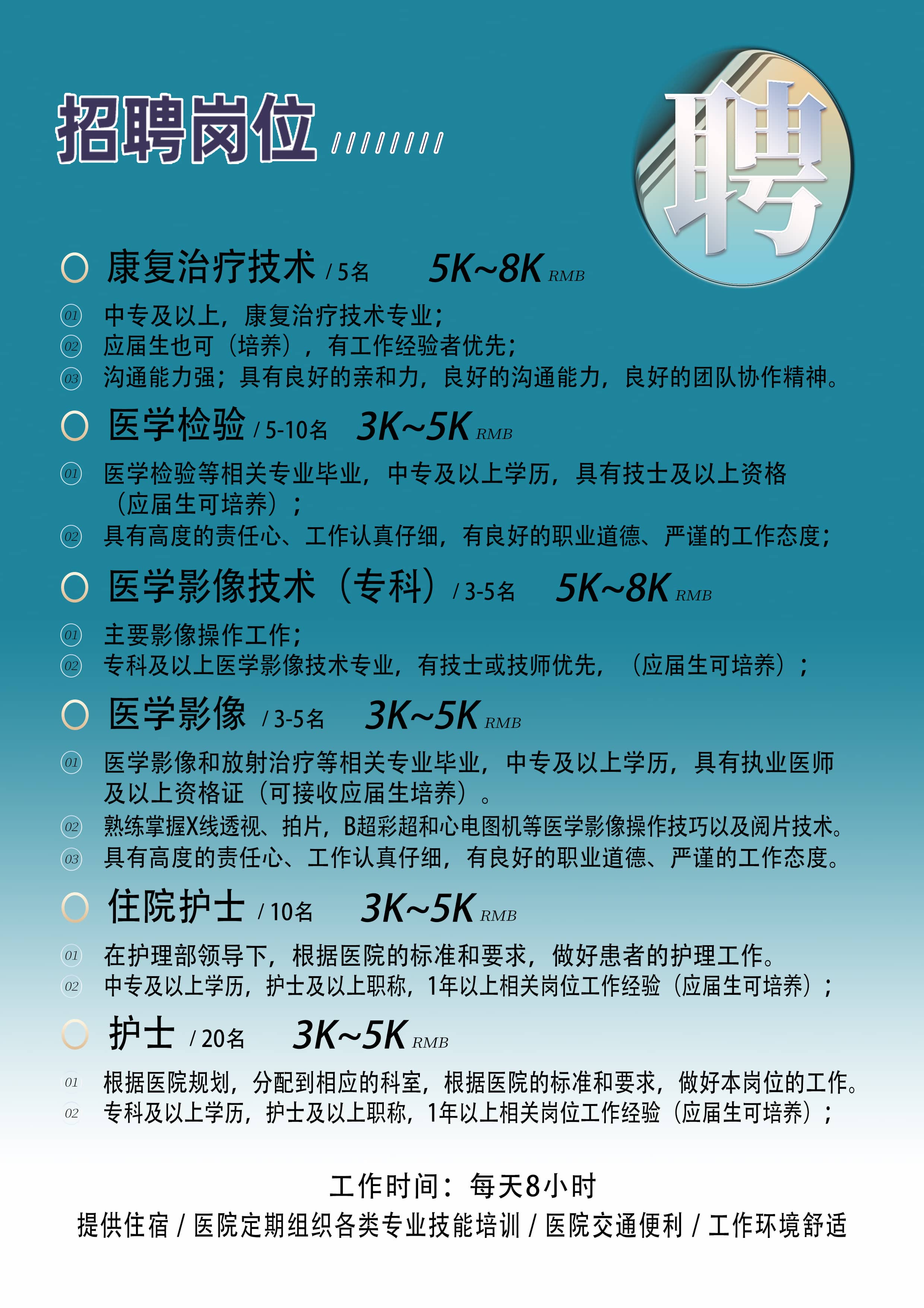 临泉华康皮肤病医院校园招聘会招聘位及要求: